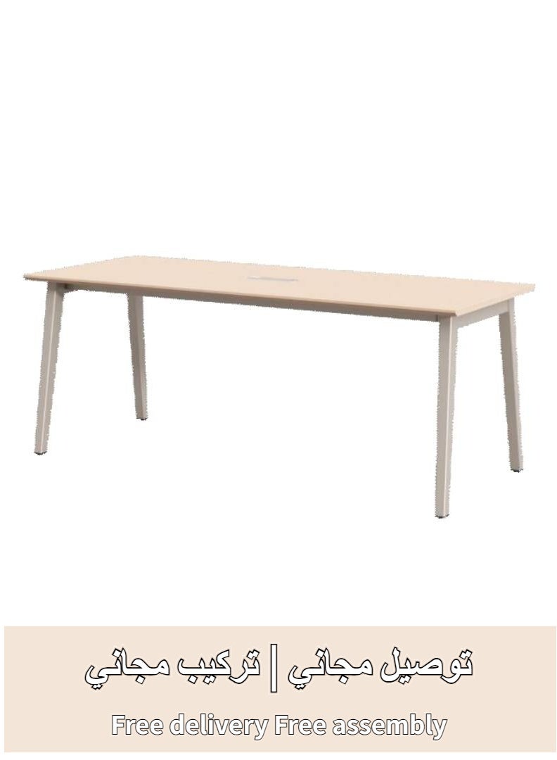 أدين طاولة اجتماع كبيرة حديثة وطاولة تدريب طويلة مع منفذ توصيل للكهرباء، أثاث مكتبي للمؤتمرات والاجتماعات - Image 1